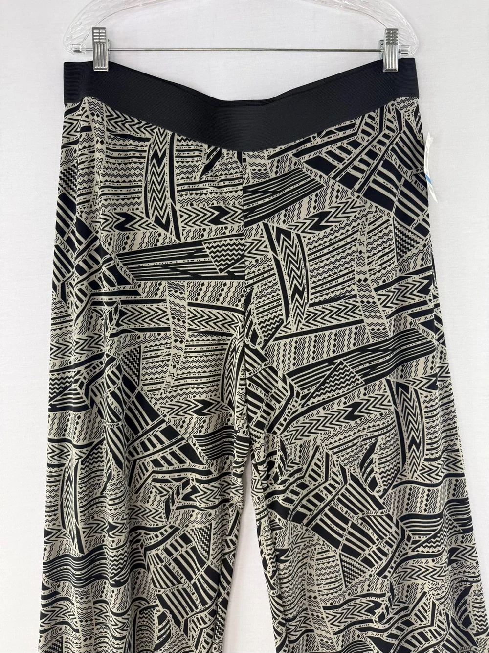 ALFANI Black & Cream Bombay Mix Tribal Pull On Wide Leg Palazzo Pants
